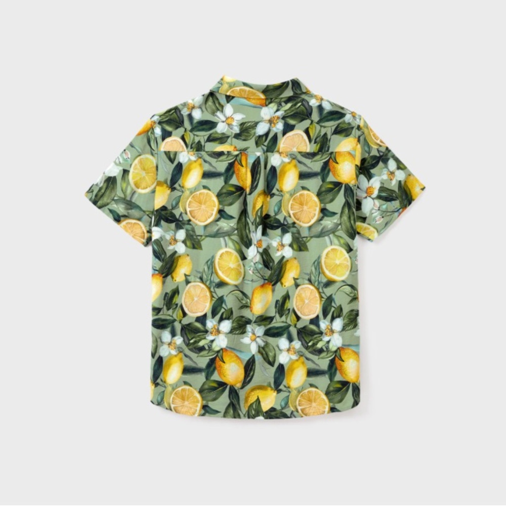 Lemon Print Hawaiian Summer Shirt – Tropical Vacation Clothes - Picture 6 of 9